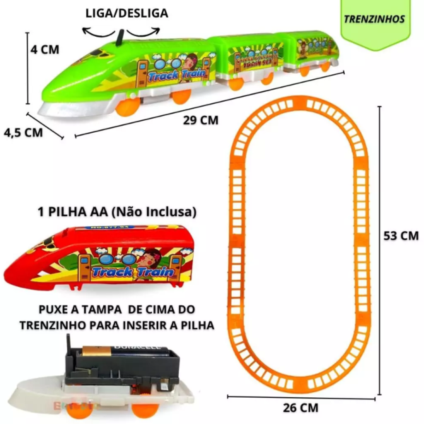 Trem Bombeiro De Brinquedo Trenzinho Elétrico Com Vagões - Image 3